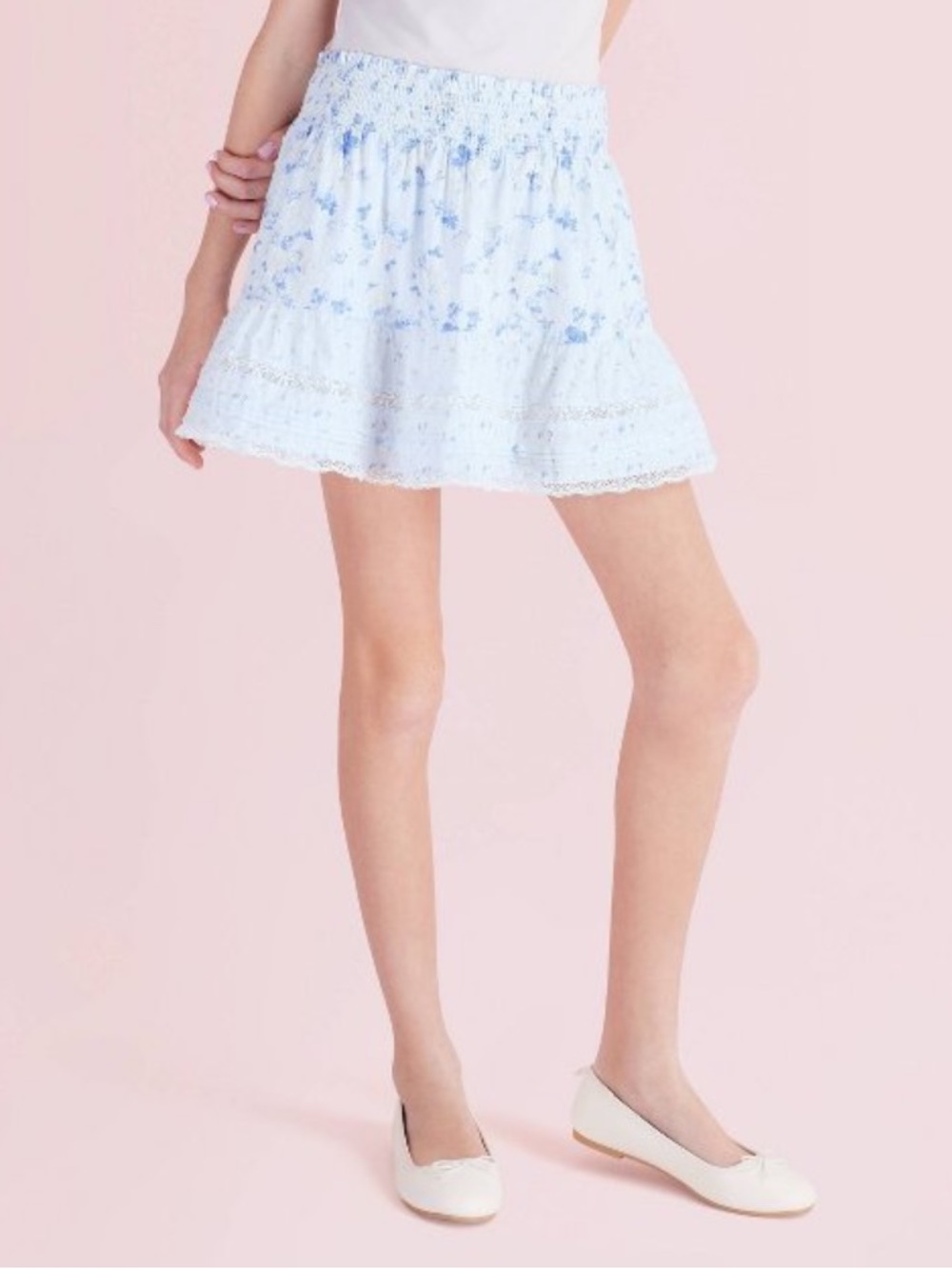NWT LoveShackFancy x Target Girls' Clara Budding Florals Tiered Skirt- Blue - 7